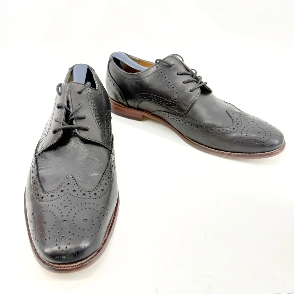 Florsheim Wingtip Oxford Mens 12 Black Leather Brogue Derby Dress Shoes Formal